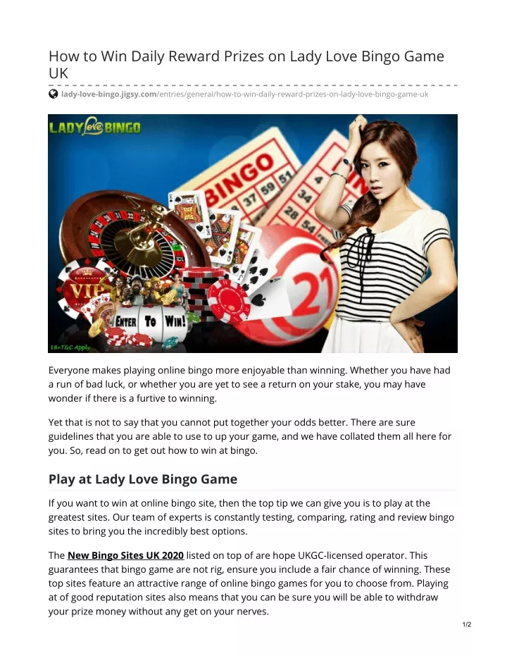 how to win daily reward prizes on lady love bingo
