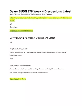 Devry BUSN 278 Week 4 Discussions Latest
