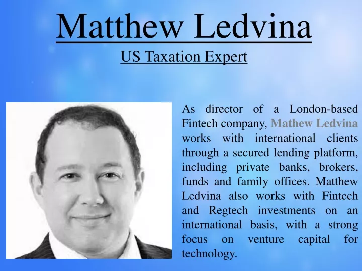 matthew ledvina us taxation expert