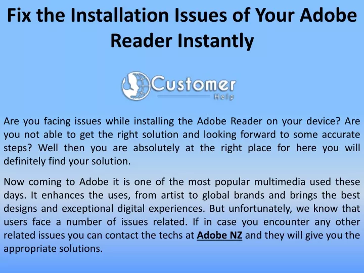 fix the installation issues of your adobe reader