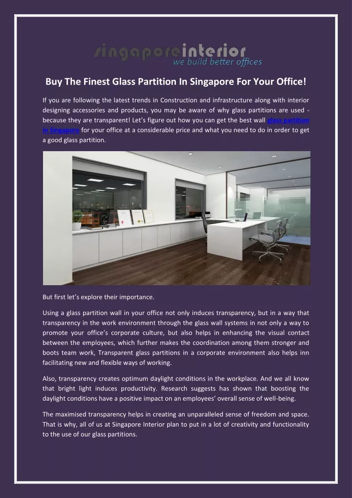 buy the finest glass partition in singapore