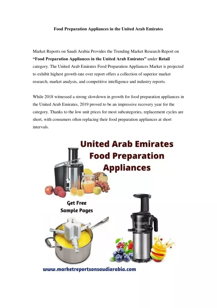 food preparation appliances in the united arab