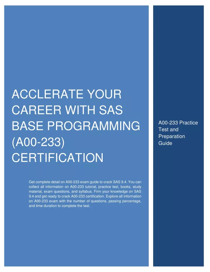 acclerate your career with sas base programming