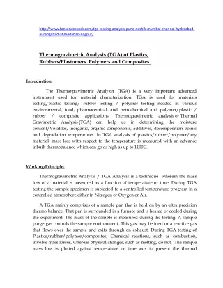 TGA Testing And Analysis | FAN SERVICES