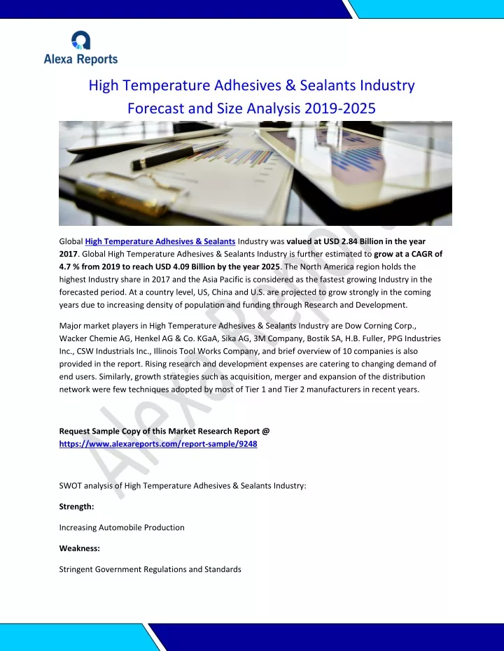 high temperature adhesives sealants industry