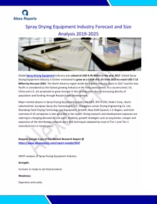 Spray Drying Equipment Industry Forecast and Size Analysis 2019-2025