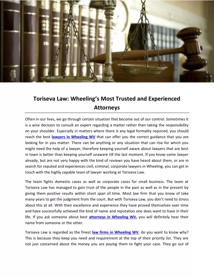 toriseva law wheeling s most trusted
