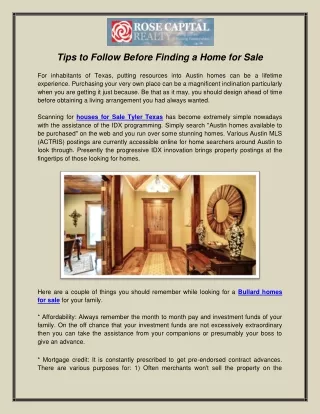 Tips to Follow Before Finding a Home for Sale