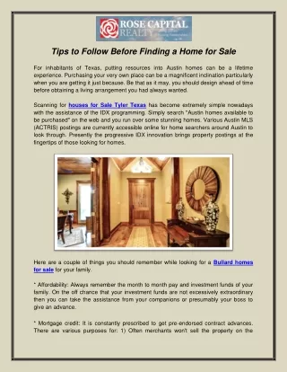 tips to follow before finding a home for sale