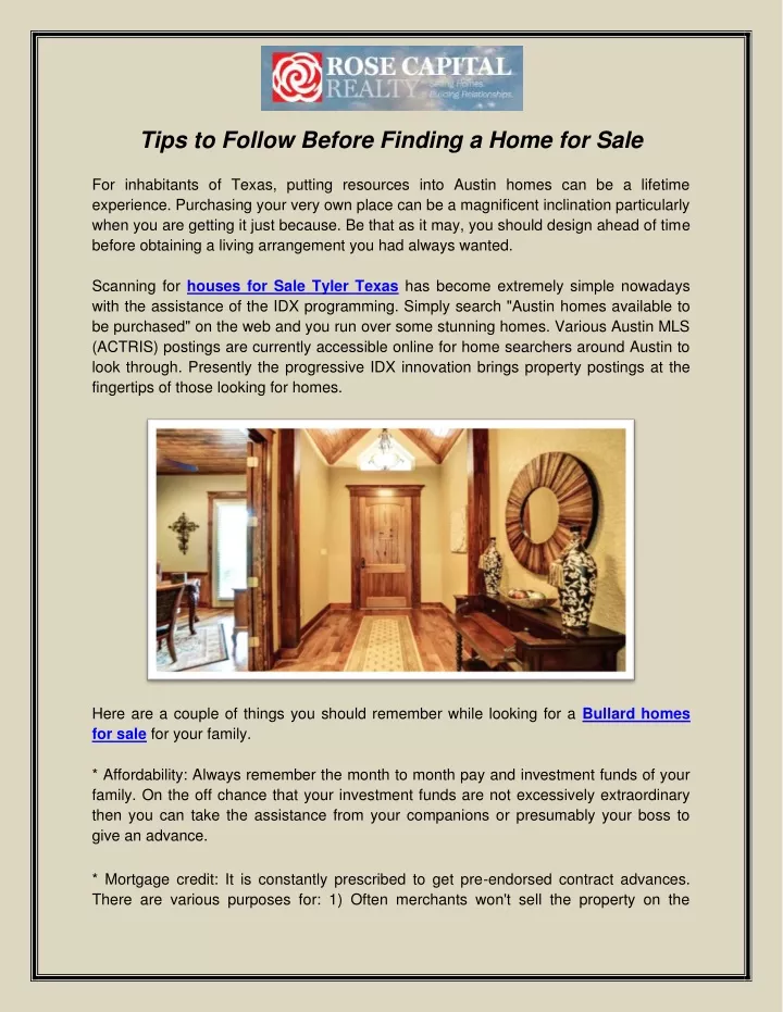tips to follow before finding a home for sale