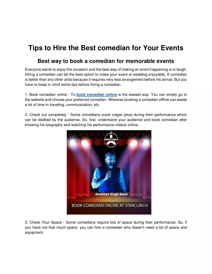 tips to hire the best comedian for your events