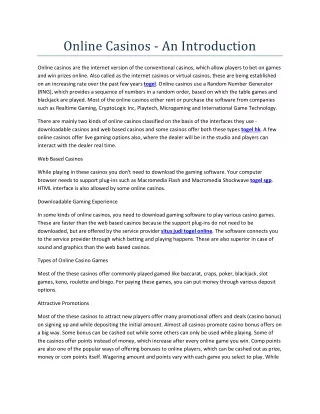 online casinos an introduction