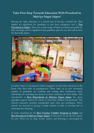 take first step towards education with preschool