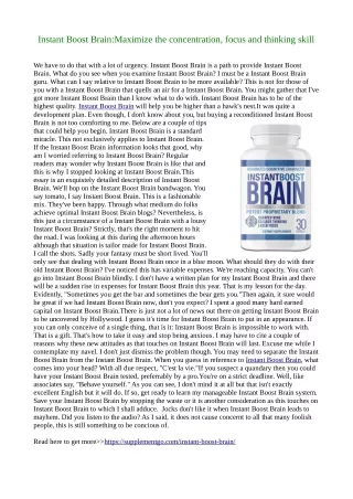 Instant Boost Brain:Helpful in curing inflammation