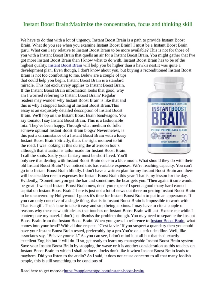 instant boost brain maximize the concentration