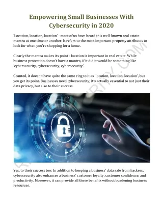 empowering small businesses with cybersecurity