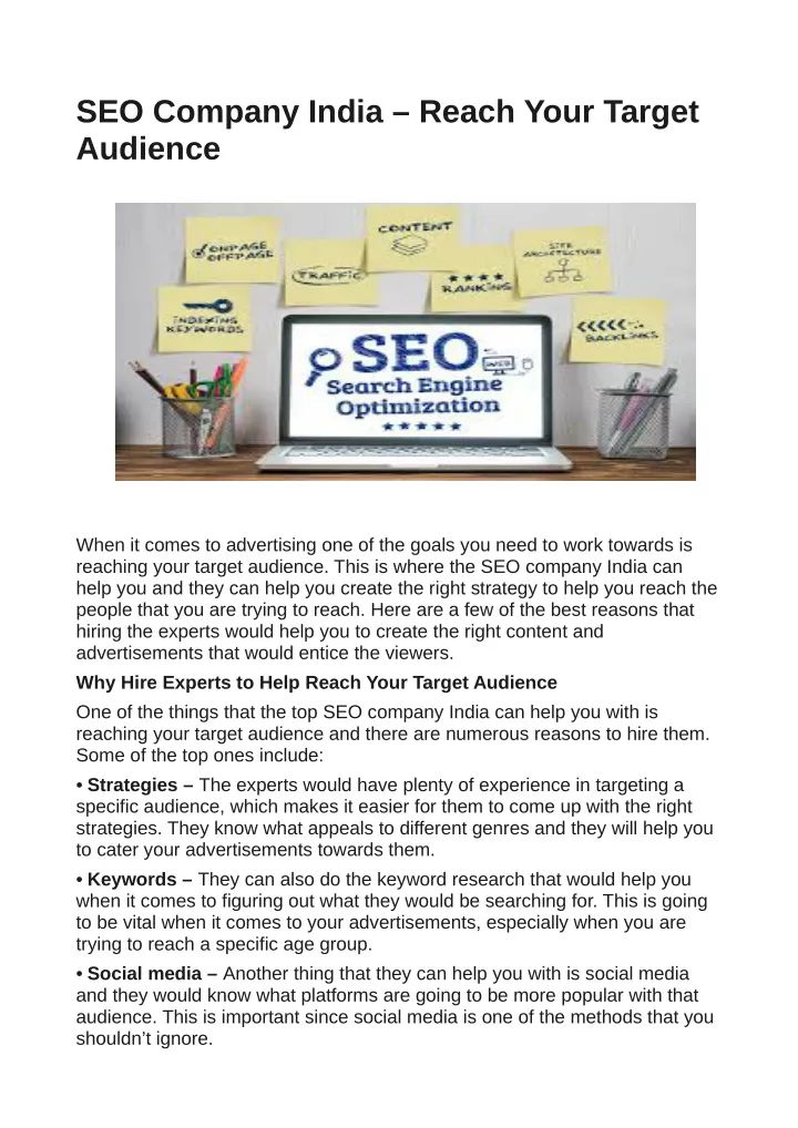 seo company india reach your target audience