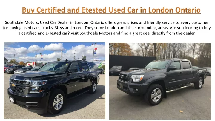 buy certified and etested used car in london