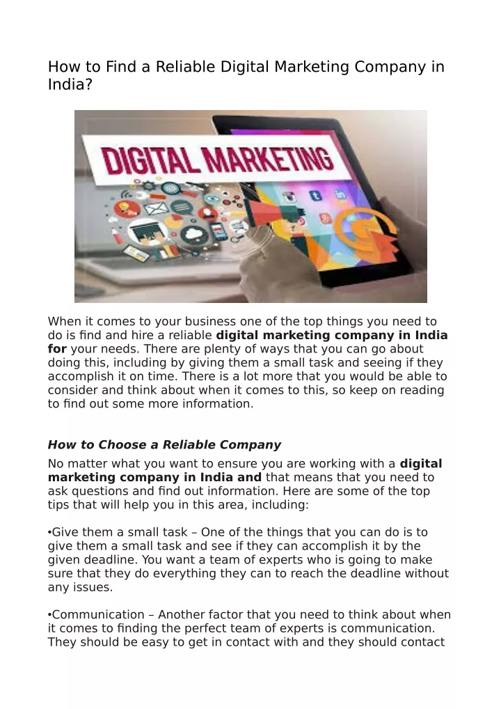 how to find a reliable digital marketing company