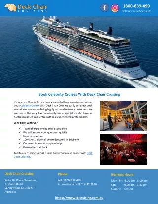 Book Celebrity Cruises With Deck Chair Cruising