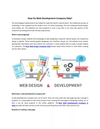 How Do Web Development Company Help?