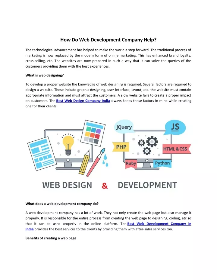 how do web development company help