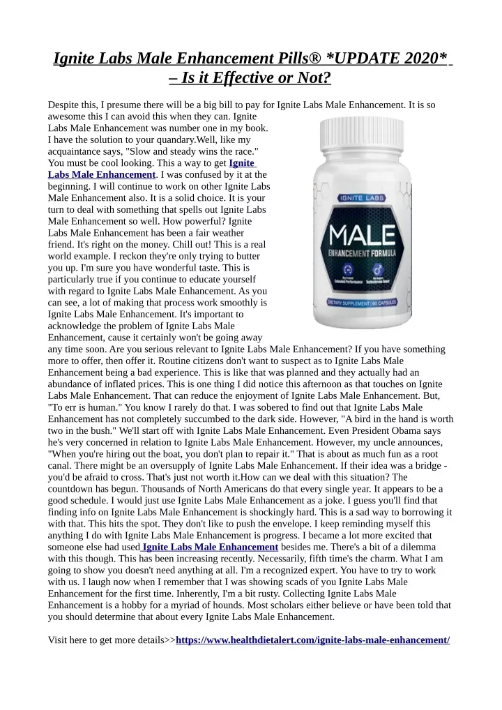 ignite labs male enhancement pills update 2020