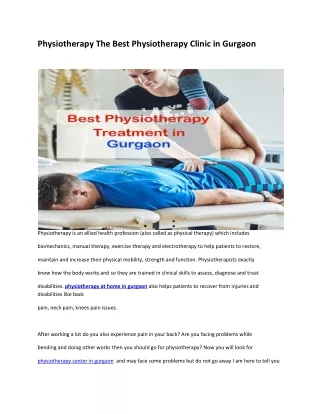 Find the best physiotherapy at home in gurgaon