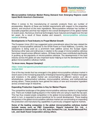 microcrystalline cellulose market rising demand