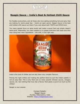 Naagin Sauce – India’s Best & Hottest Chilli Sauce