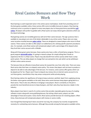 rival casino bonuses and how they work