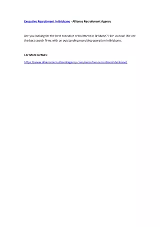 executive recruitment in brisbane alliance