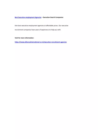 best executive employment agencies executive