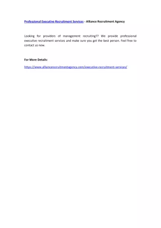 professional executive recruitment services