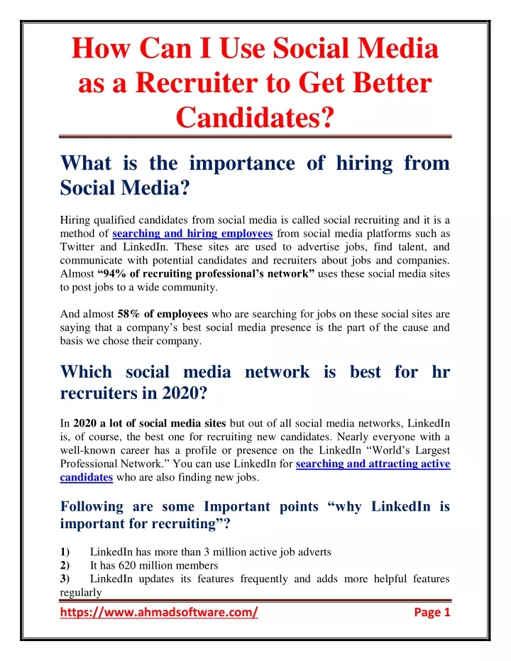 how can i use social media as a recruiter