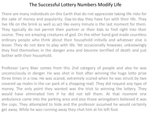 the successful lottery numbers modify life