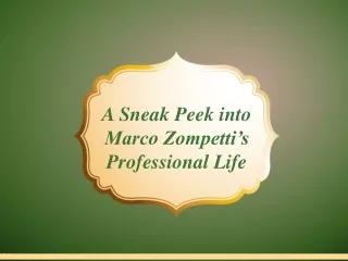 A Sneak Peek into Marco Zompetti’s Professional Life