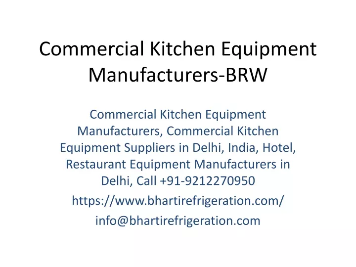 commercial kitchen equipment manufacturers brw