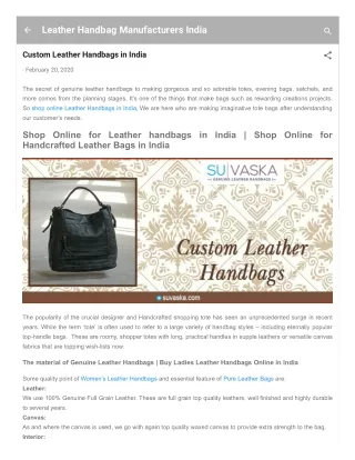 Custom Leather Handbags in India