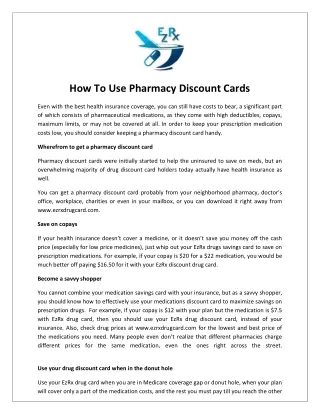 how to use pharmacy discount cards