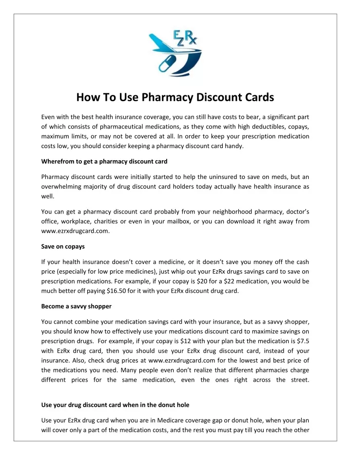 how to use pharmacy discount cards
