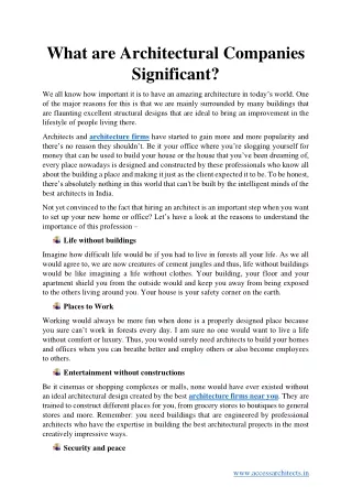 what are architectural companies significant