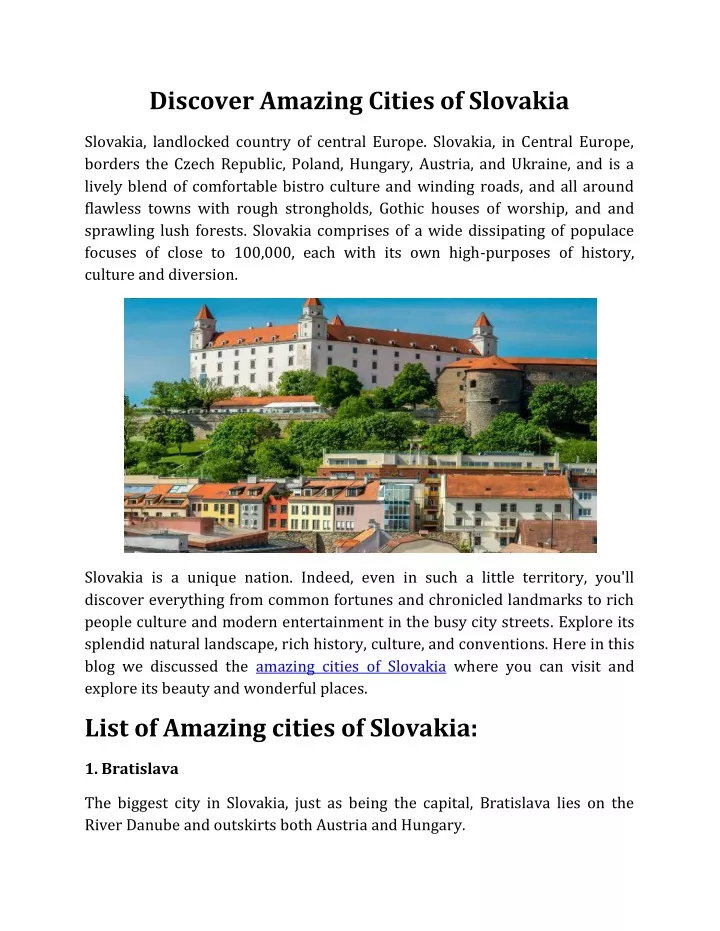 discover amazing cities of slovakia