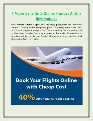 5 Major Benefits of Online Frontier Airline Reservations