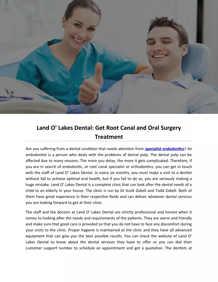 land o lakes dental get root canal and oral