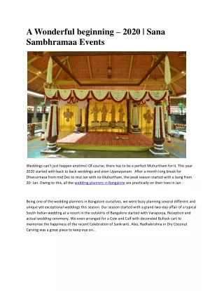 A Wonderful beginning - 2020 | Sana Sambhrama Events | Wdding Planners in Bangalore