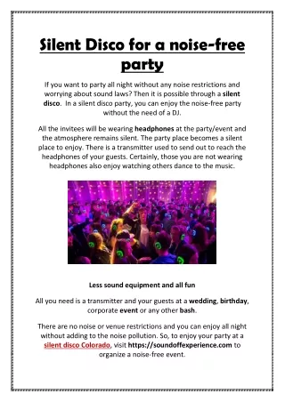 Silent Disco for a Noise-Free Party