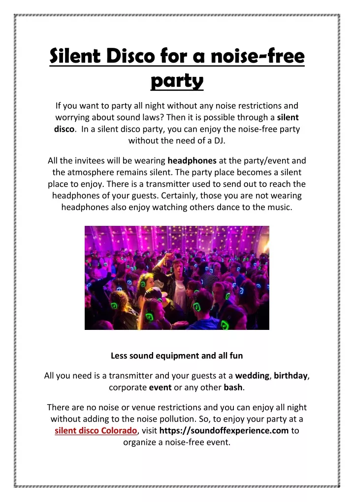 silent disco for a noise free party