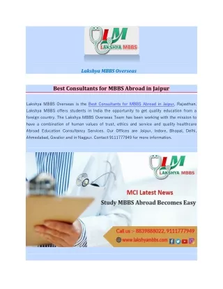 Best Consultants for MBBS Abroad in Jaipur