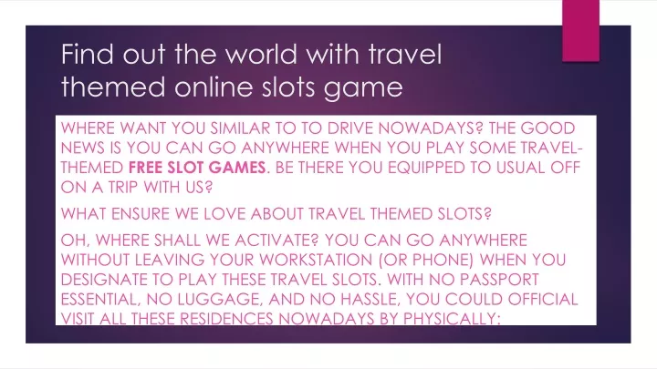find out the world with travel themed online slots game